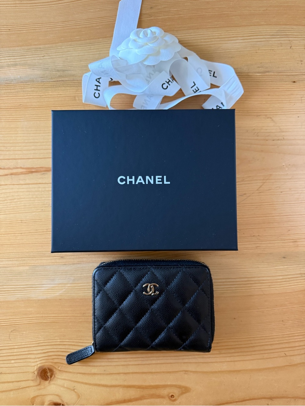 Chanel Quilted Caviar Leather Wallet in Black with Gold Hardware